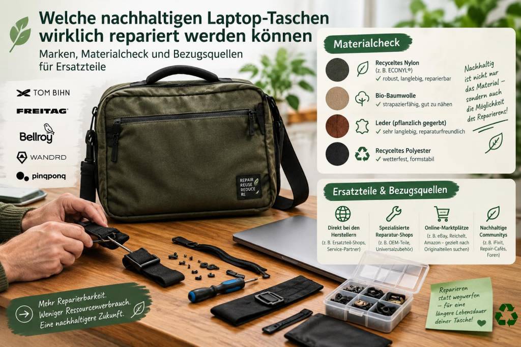 Welche nachhaltigen laptop‑taschen wirklich repariert werden können: marken, materialcheck und bezugsquellen für ersatzteile